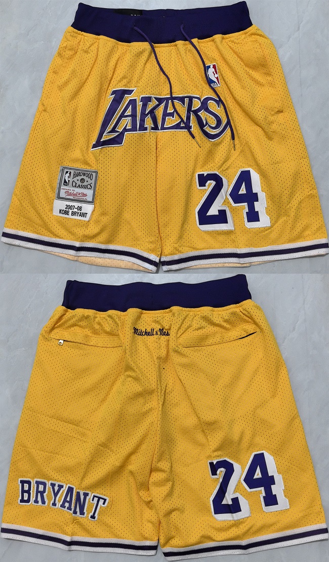 Men's Yellow Los Angeles Lakers Shorts (Run Small)